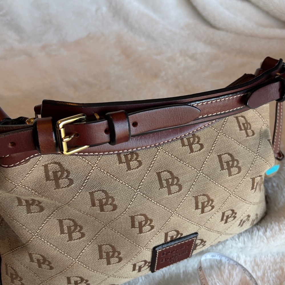 Dooney & Bourke Signature DB Monogram East West Slouch Bag | Leather Trim - Picture 10 of 14